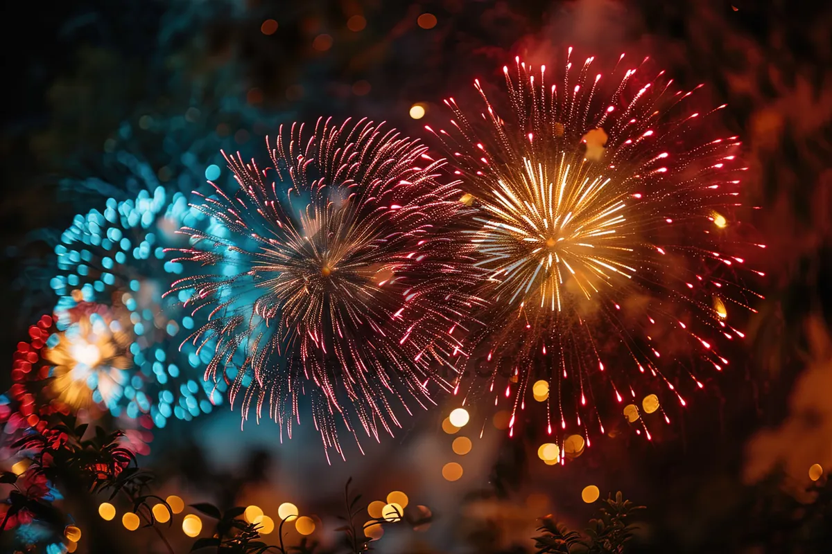 Picture of Colorful Fireworks Display in the Night Sky