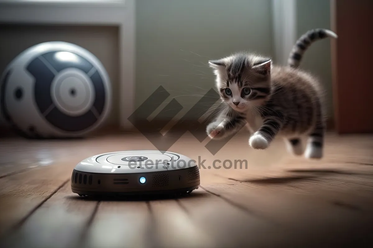 Picture of Fluffy feline curious eyes peeking under lens cap.