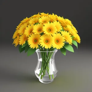 Bright Yellow Sunflower Blossom in Vase