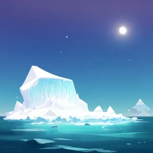 Crisp Arctic Seascape with Glowing Iceberg