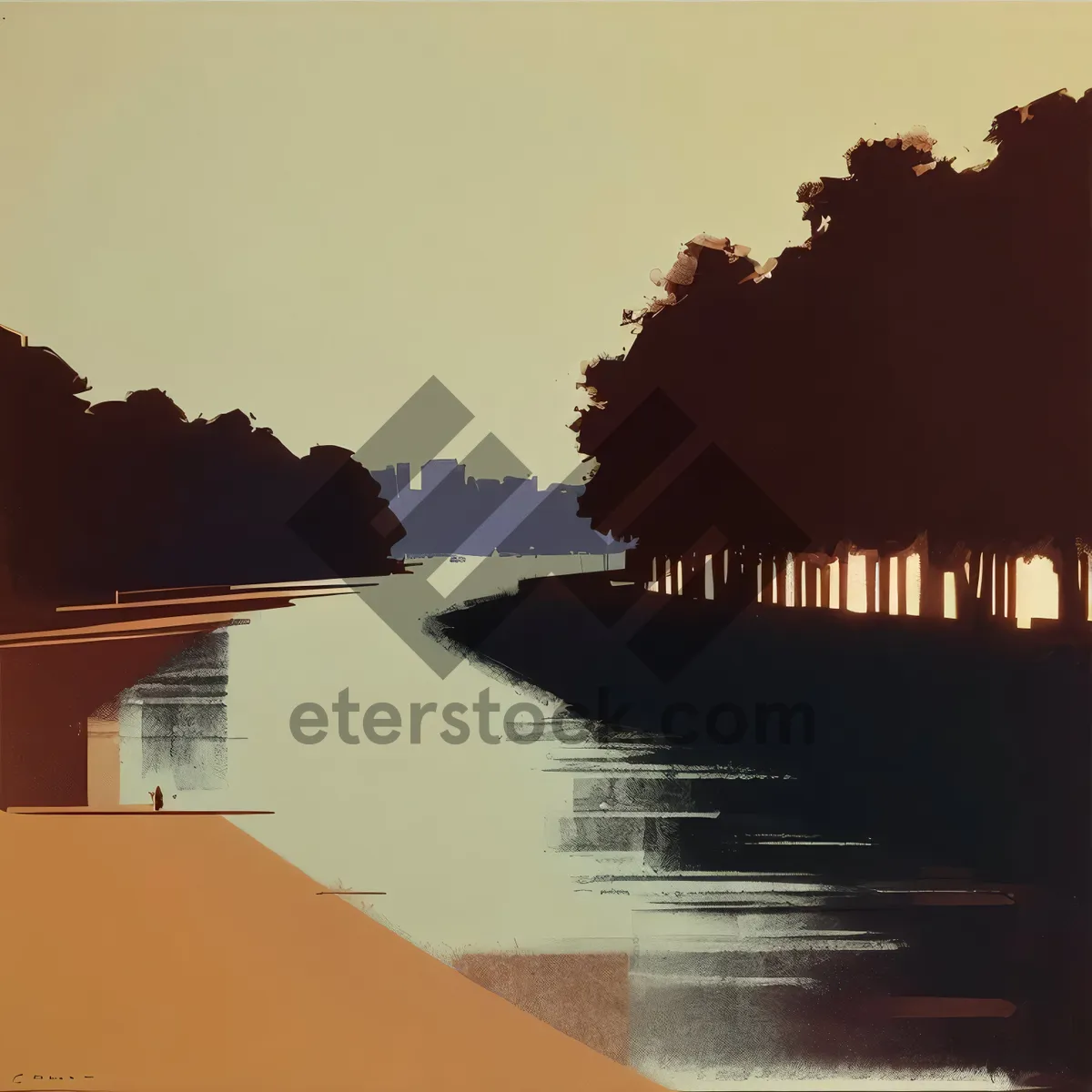 Picture of Cityscape reflecting on serene river