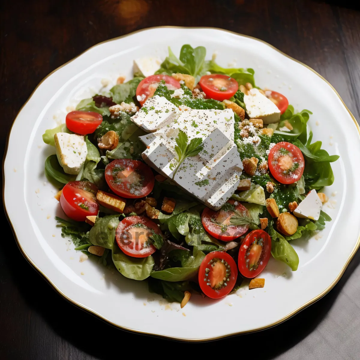 Picture of Healthy and Delicious Vegetable Plate with Cheese and Tomato