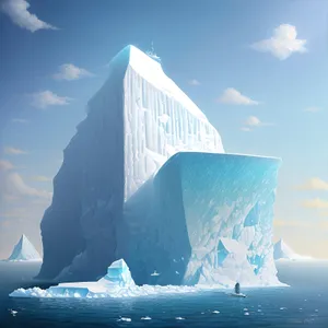 Heavenly Arctic Waterscape: Iceberg Glowing in Sunlight