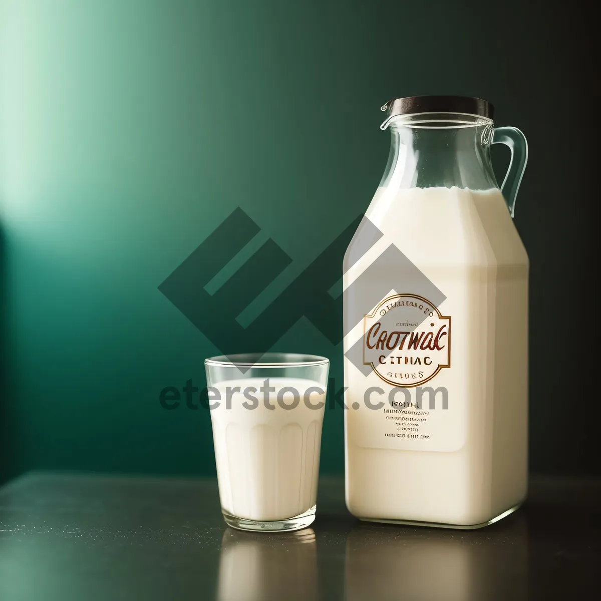 Picture of Refreshing Milk and Vodka Beverage in Glass Bottle