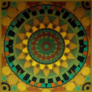 Vibrant Circle Mosaic: Artful Geometric Design in Antique Tile