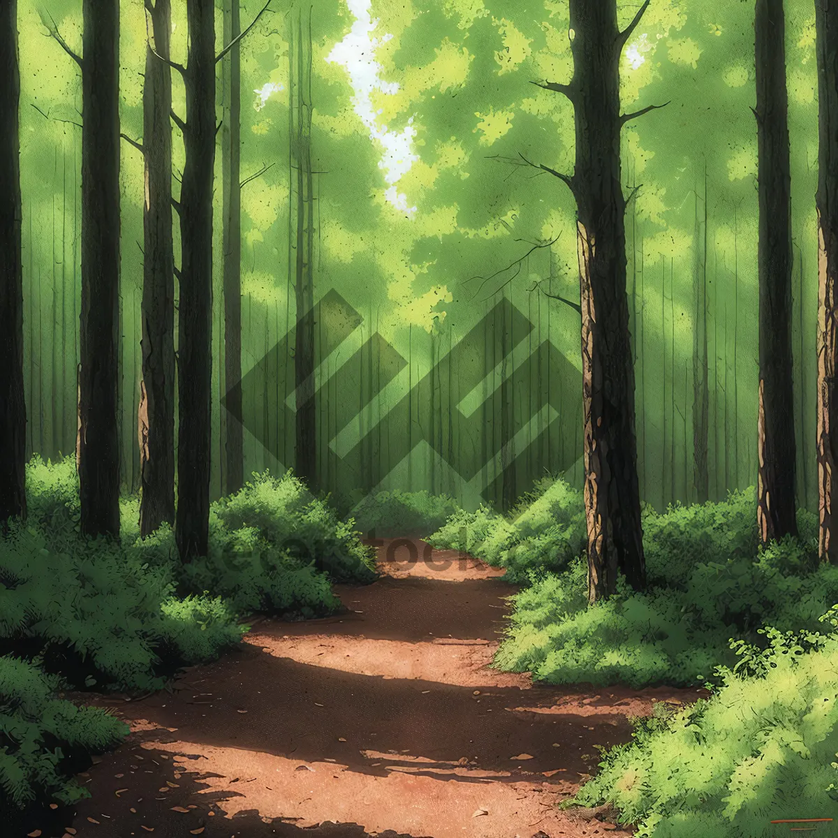 Picture of Serene Forest Path in Summertime