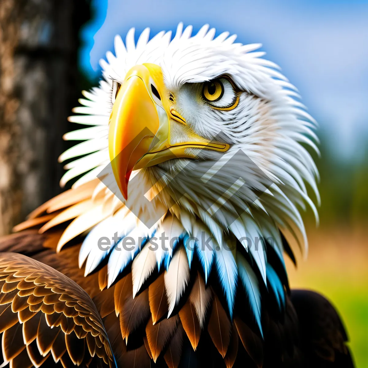 Picture of Yellow-eyed Bald Eagle in the Wild