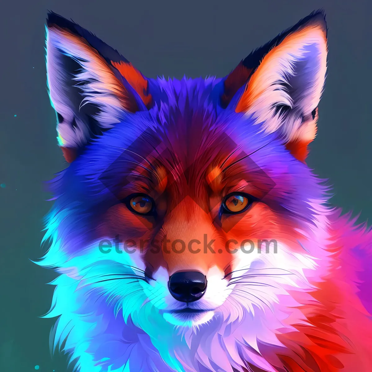 Picture of Vibrant Canine with Feather Boa - Pet Art Graphic