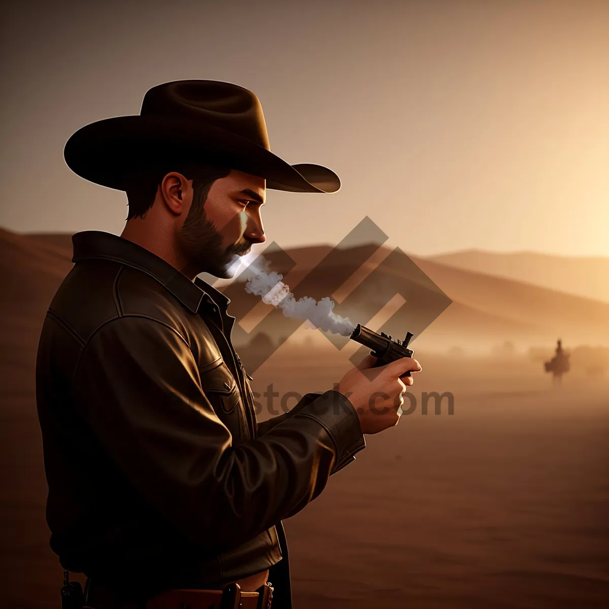 Picture of Stylish Cowboy Hat Portrait of Adult Man