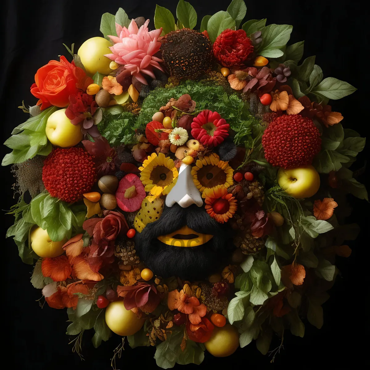 Picture of Fresh Strawberry Fruit Tray and Bouquet Decoration