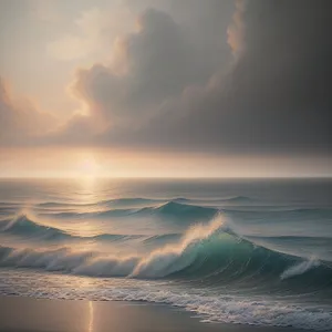 Sunset over Majestic Ocean Landscape