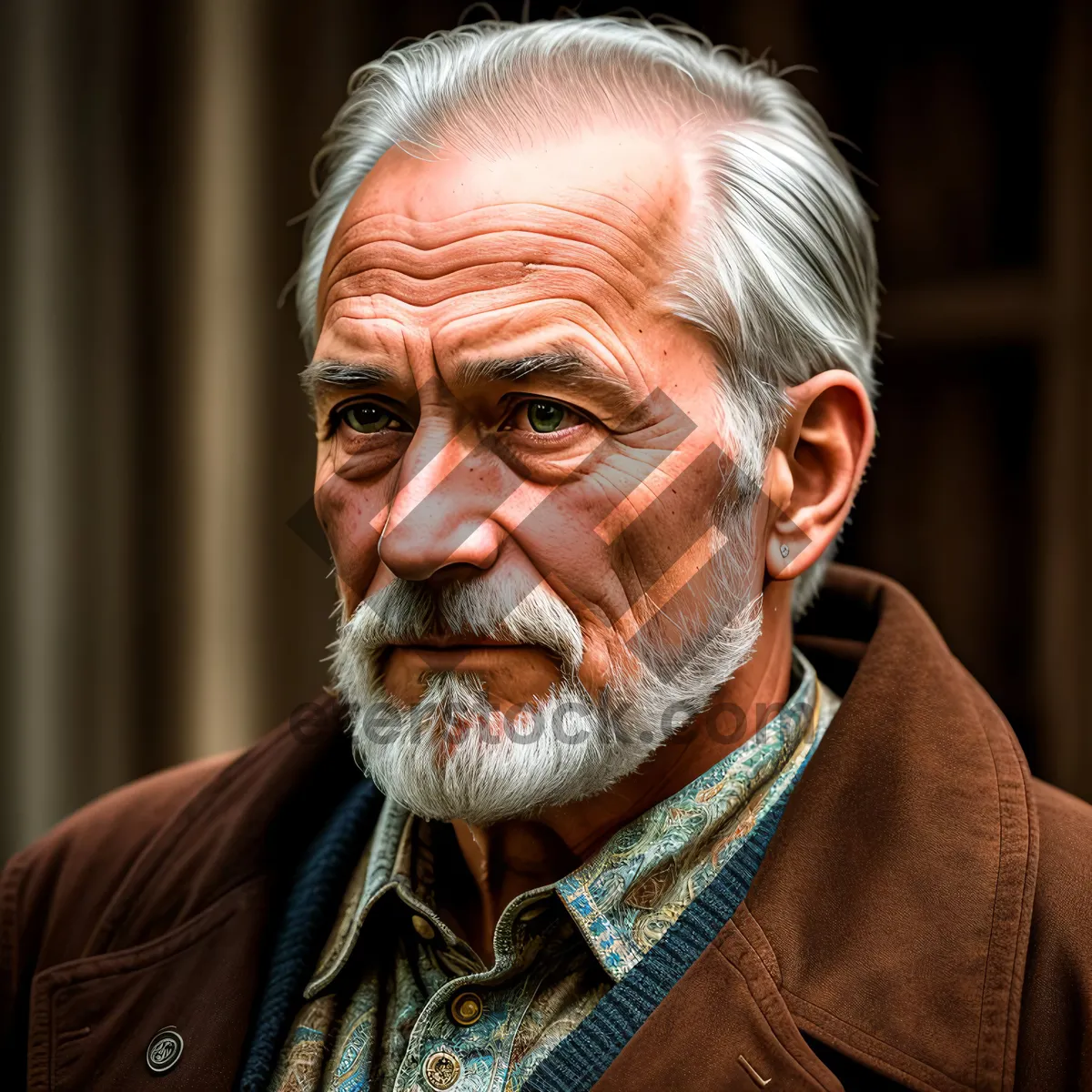 Picture of Smiling Senior Businessman with Gray Beard and Glasses