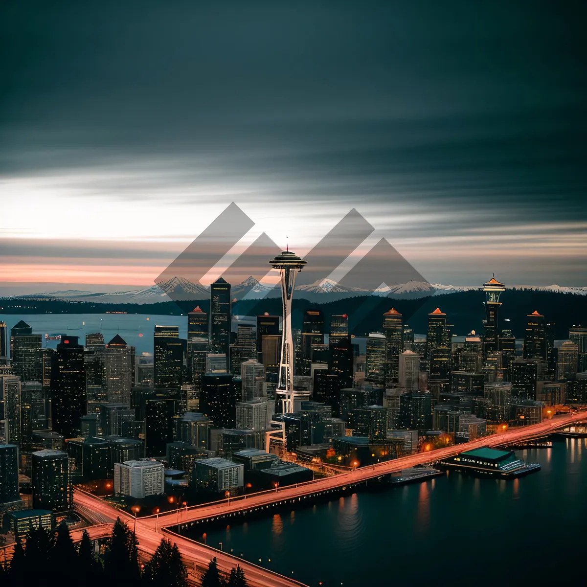 Picture of Cityscape Reflections: Serene Waterfront Skyline at Dusk