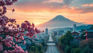 Sunset over Mount Fuji in Japan