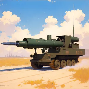 Sky-high Cannon: Armored Military Weapon in Action