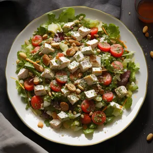 Fresh Vegetable Salad with Beans and Tomato dressing