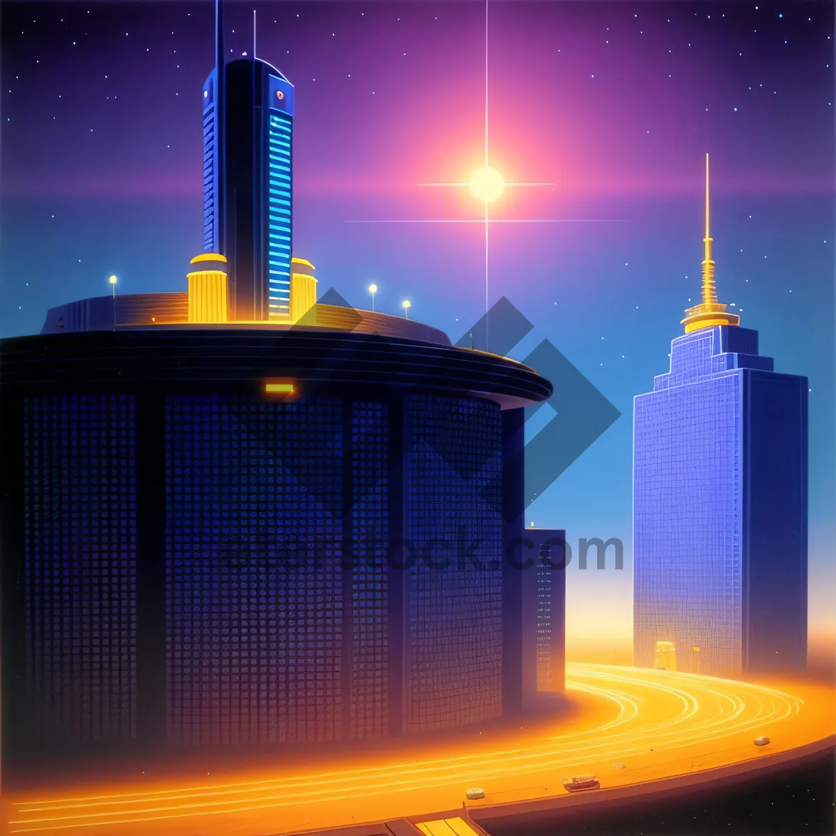 Picture of City Skyline at Night: Architectural Marvel and Urban Beacon