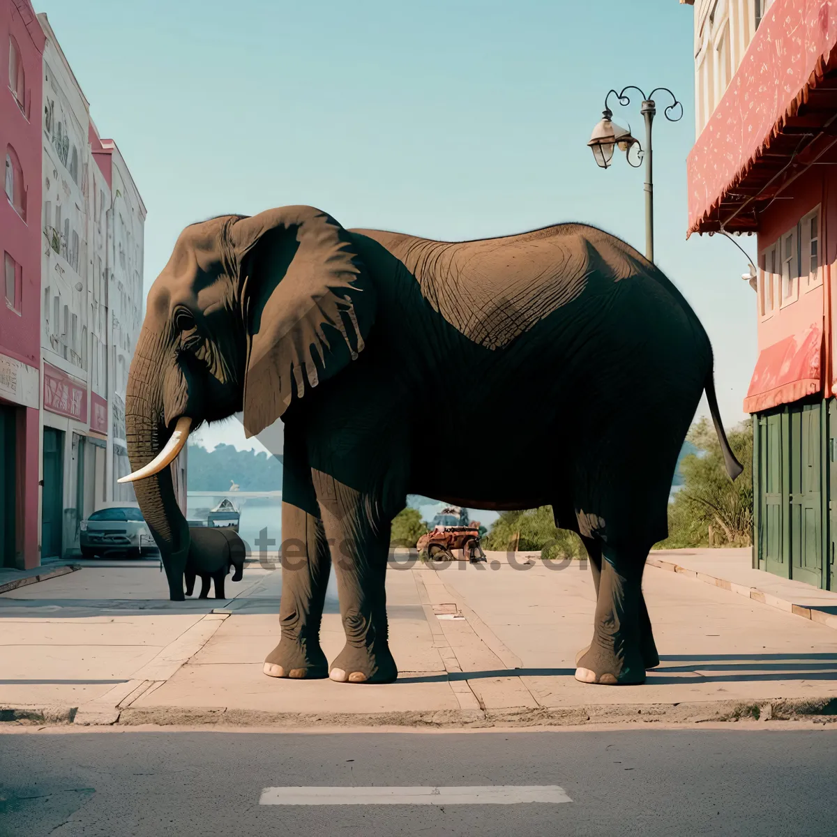 Picture of Safari Wildlife: Majestic Elephant in Saddle Blanket