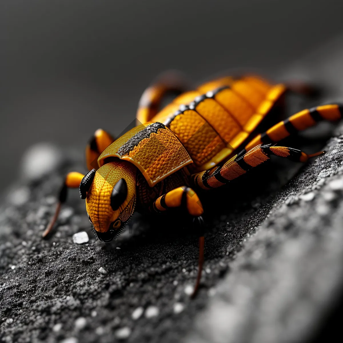 Picture of Close-up of a Black Earwig Beetle on Leaf