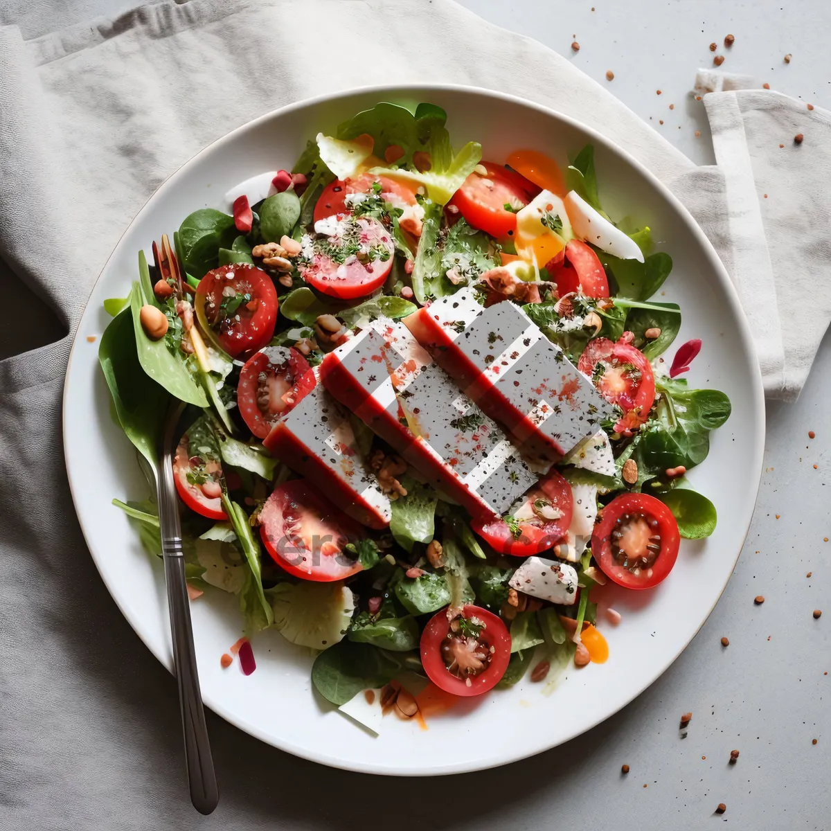 Picture of Healthy Gourmet Salad with Grilled Beef and Vegetables