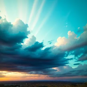 Vibrant Summer Cloudscape Illuminated by Sunlight