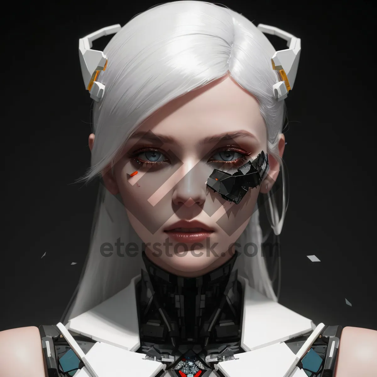 Picture of Stylish fashion model with black mask and red lips