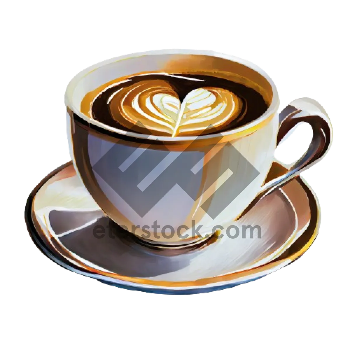 Picture of Hot Coffee in Black Mug with Saucer