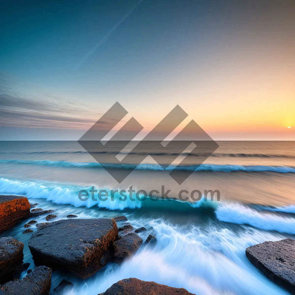 Picture of Serene Sunset over Tropical Paradise