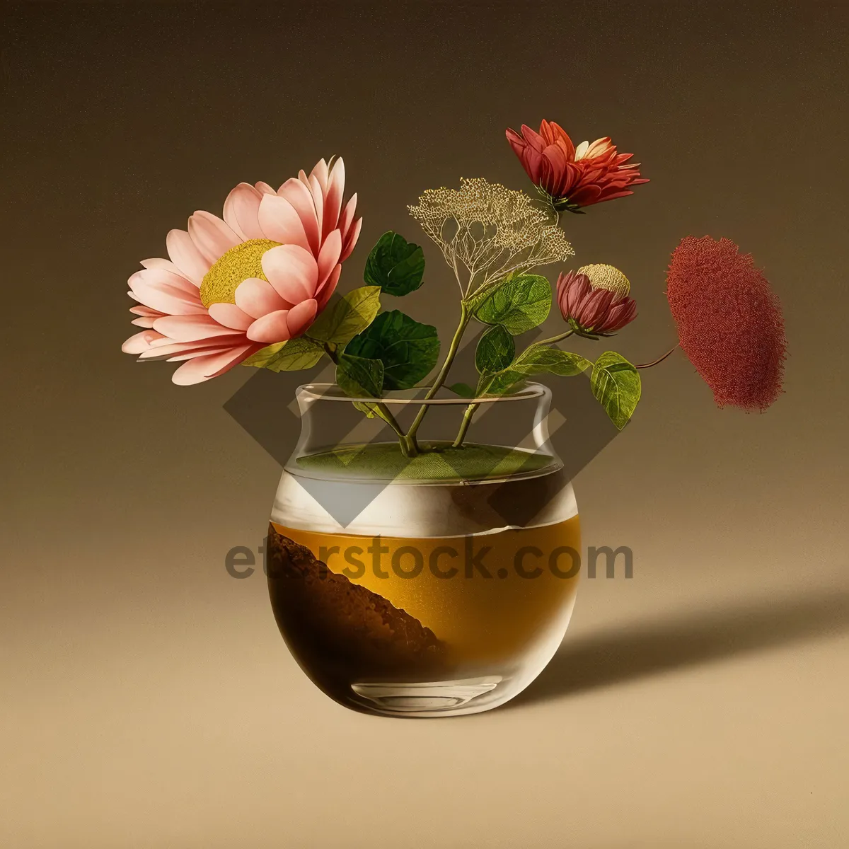 Picture of Beautiful Pink Floral Glass Vase