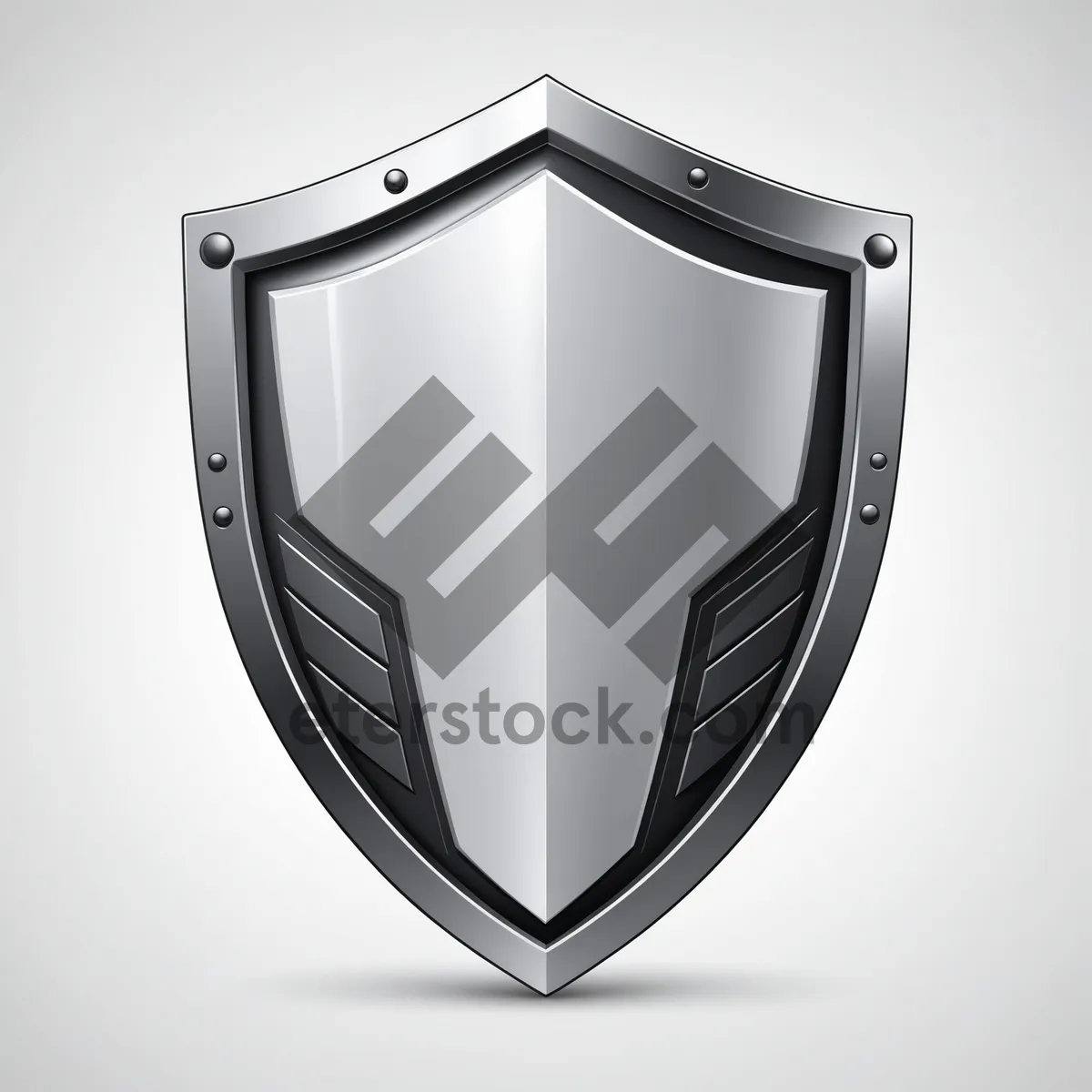 Picture of Shiny metal shield emblem with heart symbol icon.