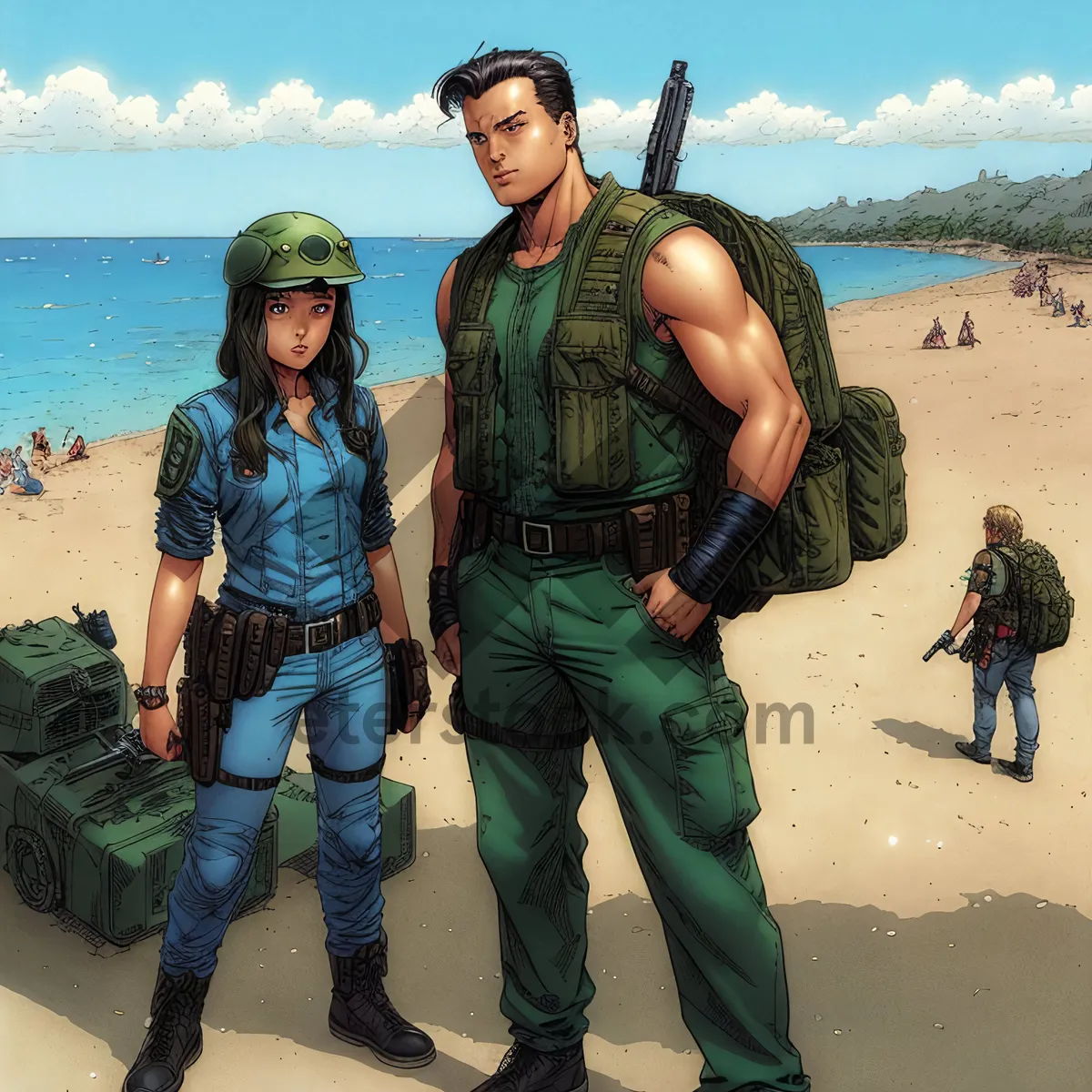 Picture of Happy Couple Enjoying Tropical Beach Paradise