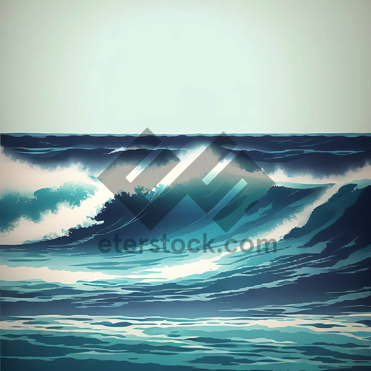 Picture of Refreshing Waves Crashing on Clear Ocean Shore