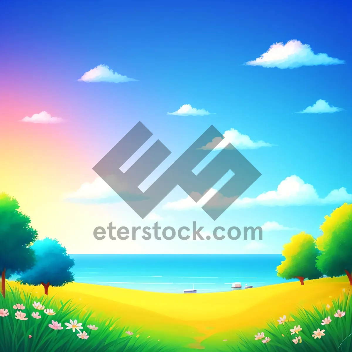 Picture of Summer Bliss: Sky, Sun, Waves, and Serenity