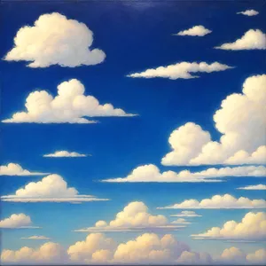 Vibrant Azure Skies with Fluffy Clouds