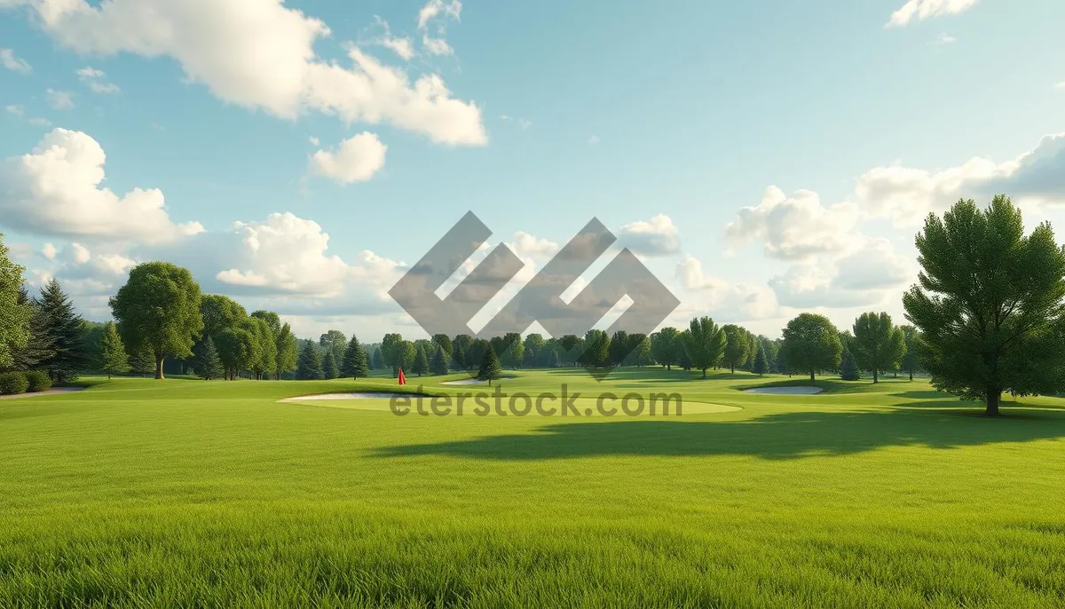 Picture of Autumn Trees Over Rural Meadow Under Clear Skies