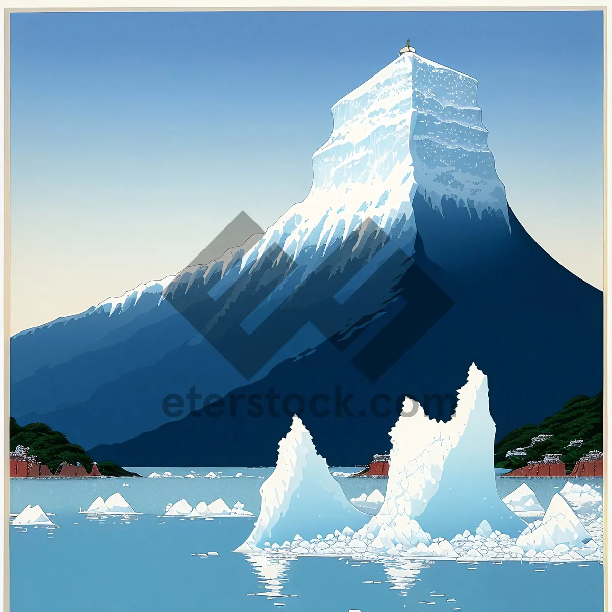 Picture of Winter Wonderland: Majestic Glacier Surrounded by Snow-Capped Mountains.