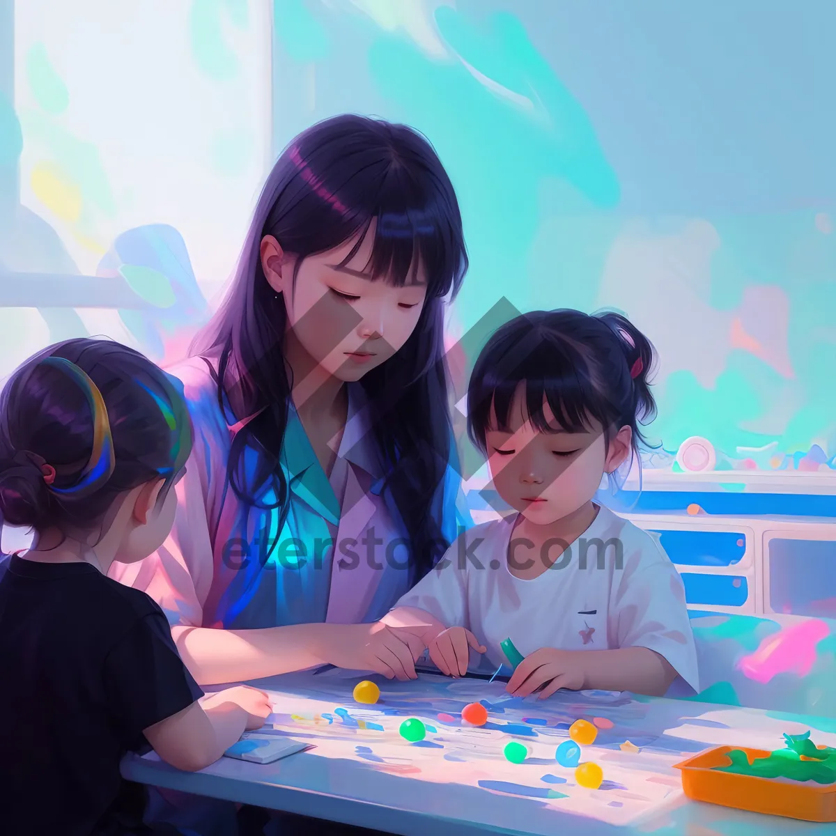 Picture of Happy students studying in a classroom