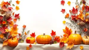 Fall Floral Frame with Pumpkin and Yellow Accents