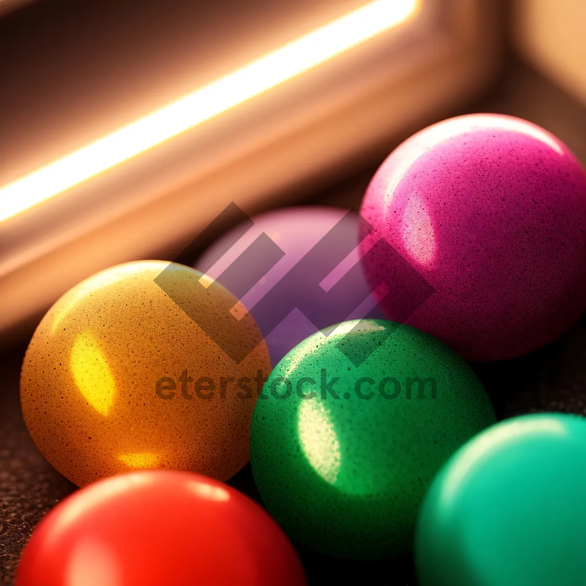 Picture of Colorful Easter Eggs and Bowling Equipment