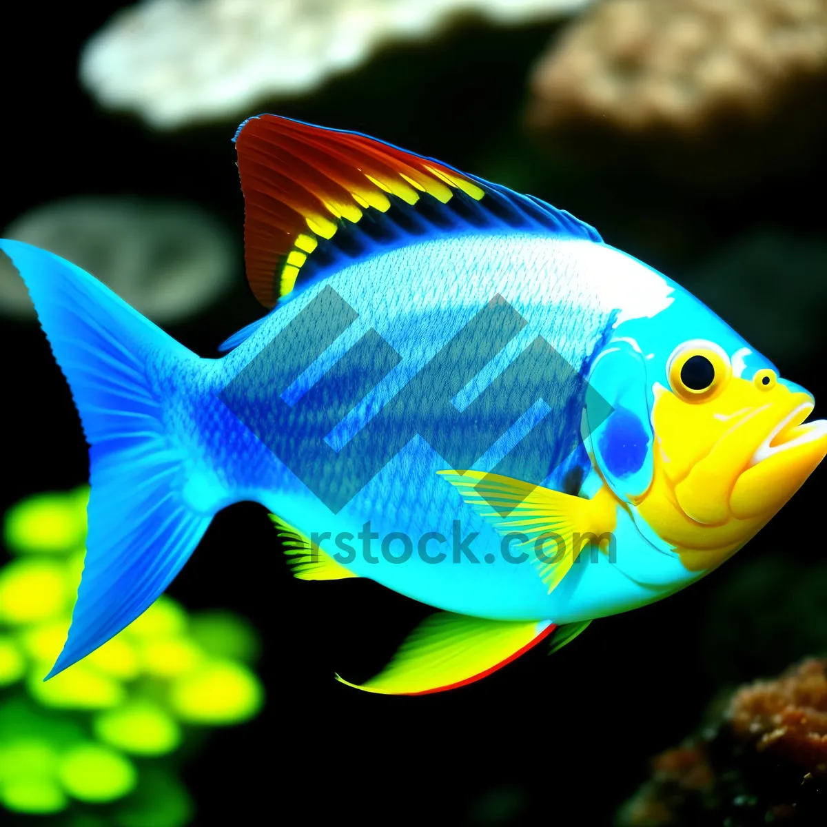 Picture of Exotic Goldfish Swimming in Marine Reef