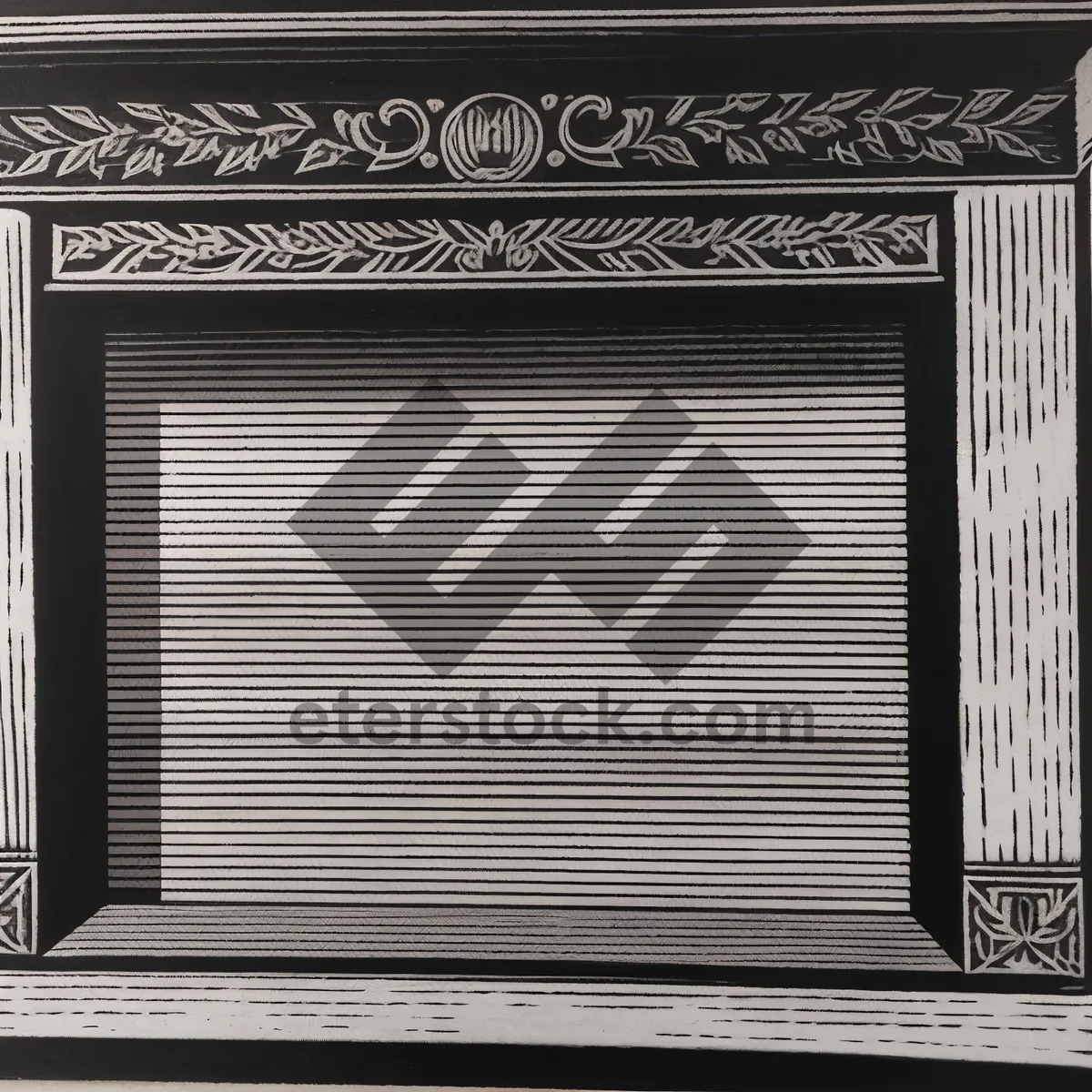 Picture of Antique Fire Screen with Textured Wall and Window