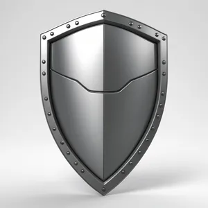 Abstract graphic emblem with shiny shield and heart icon