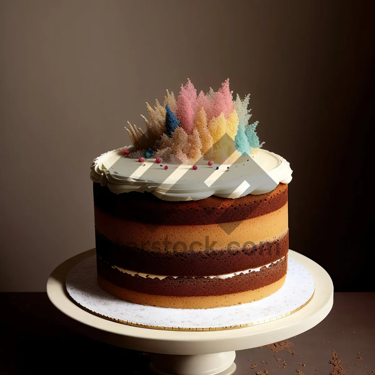 Picture of Pink Birthday Cupcake with Creamy Frosting and Candle