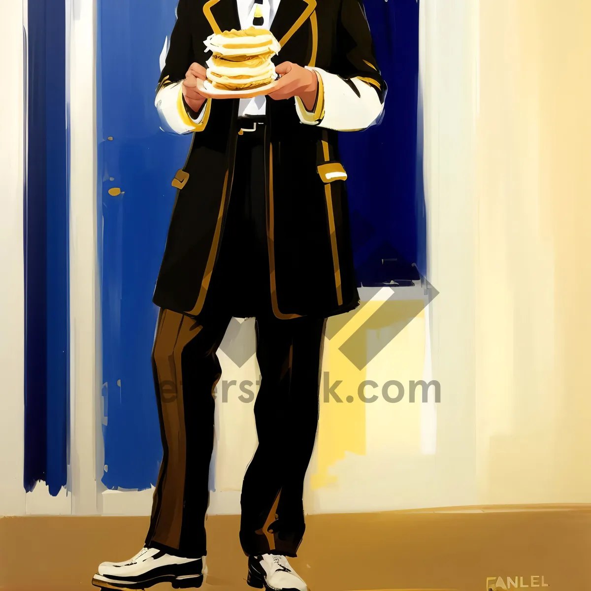 Picture of Stylish Brass Cornet Musician in Fashionable Outfit