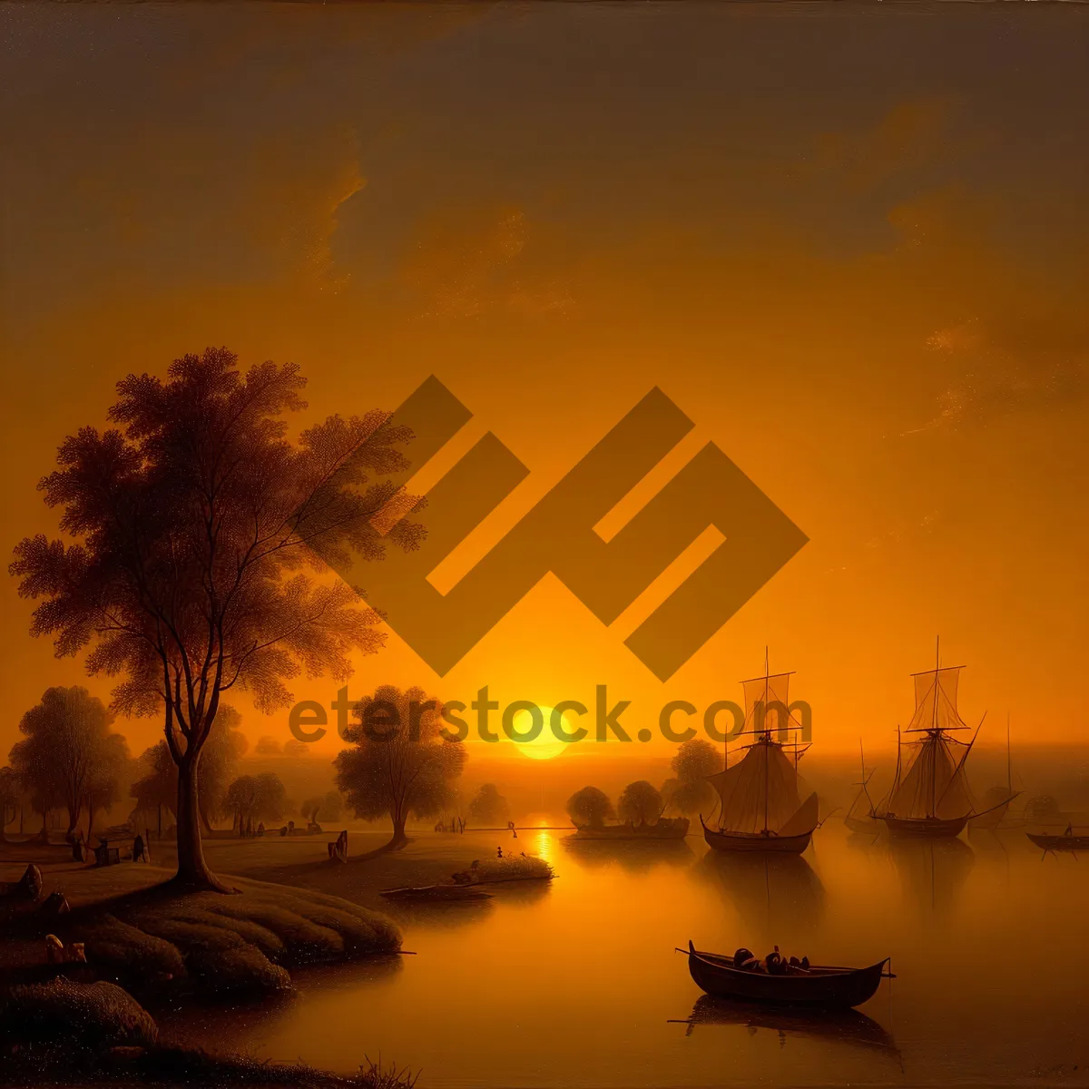 Picture of Golden Horizon: A Vibrant Sunset over the Ocean