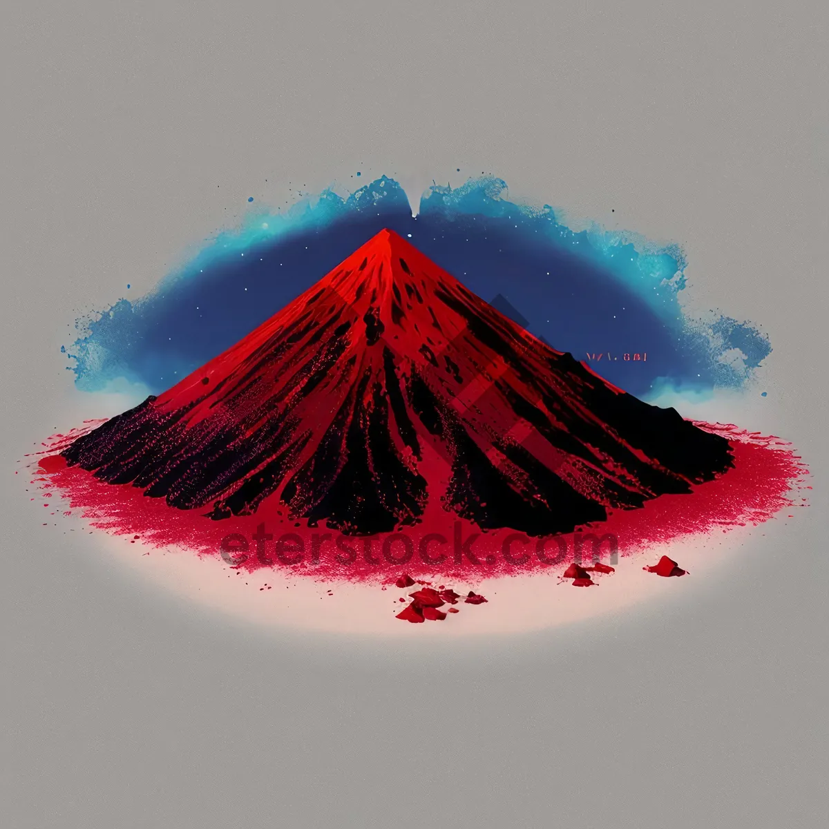 Picture of Vibrant Volcanic Mountain Landscape with Artistic Brushstrokes