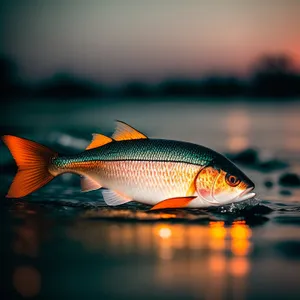 Colorful Goldfish Swimming in Aquarium