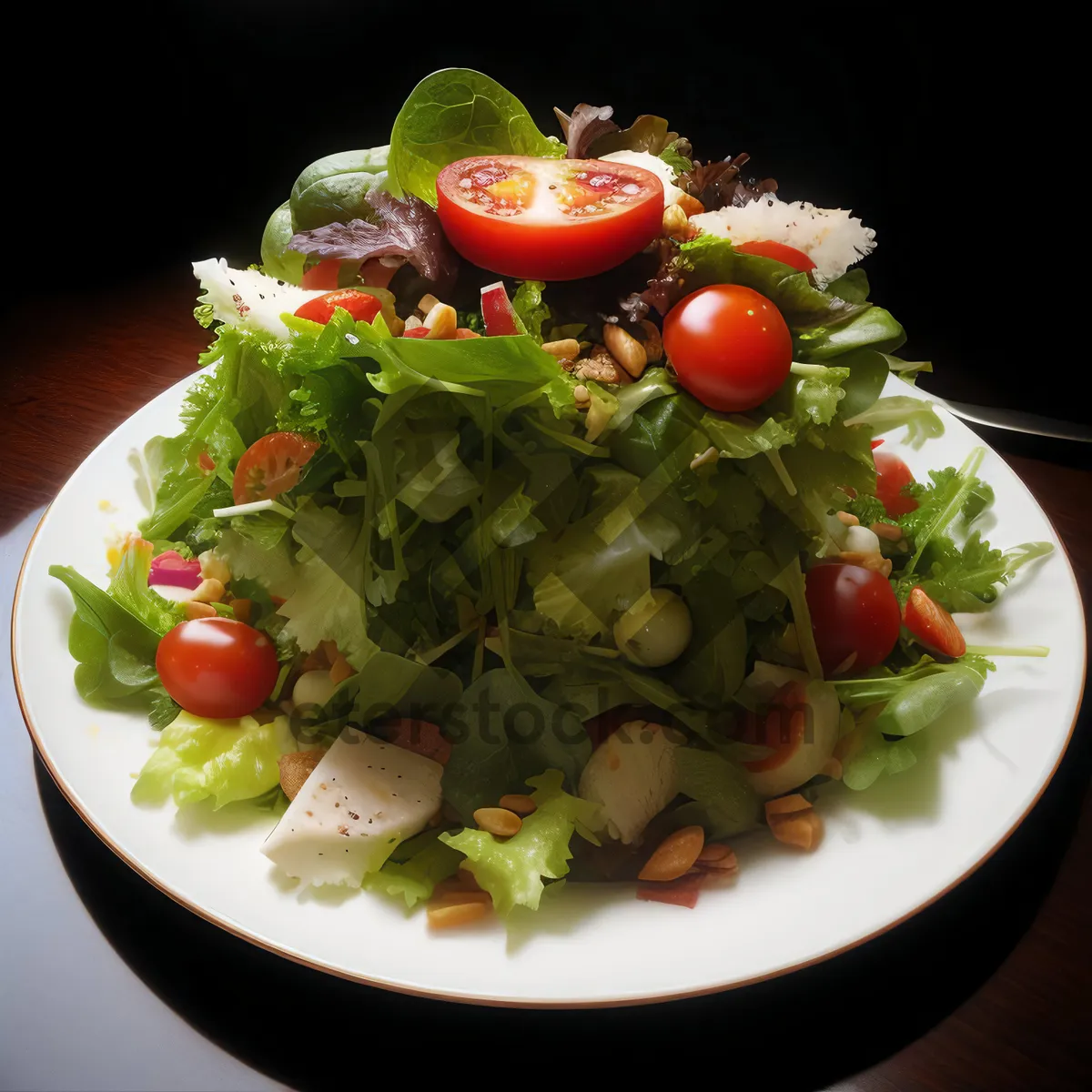 Picture of Gourmet Vegetable Salad on White Plate