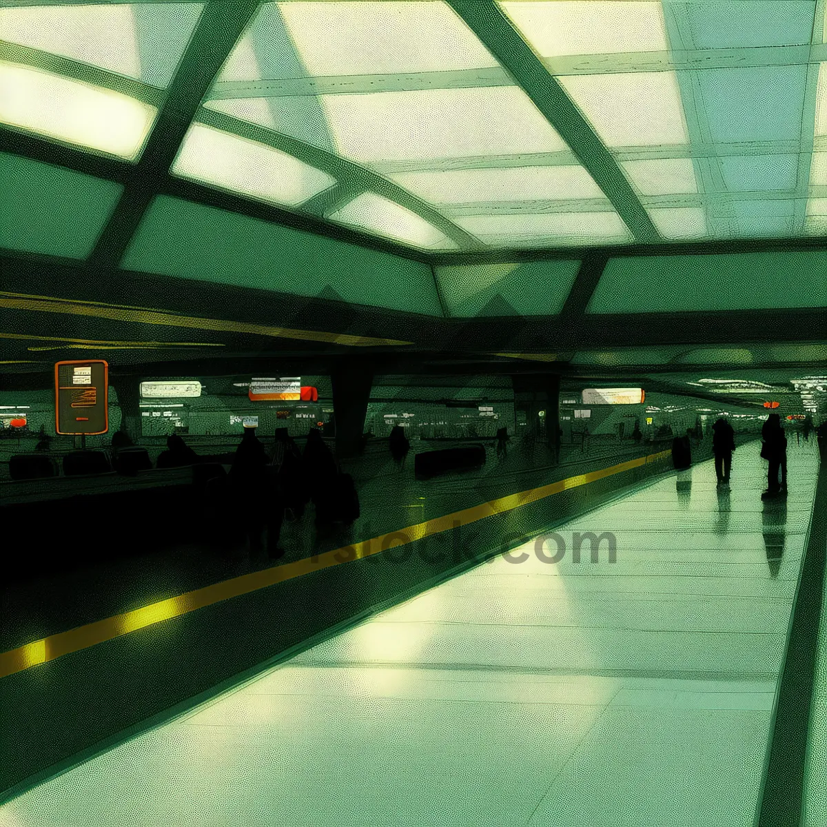 Picture of Modern urban train station with traffic at night