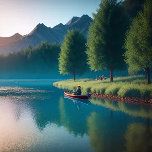 Serene Summer Lakeside Reflection among Majestic Mountains
